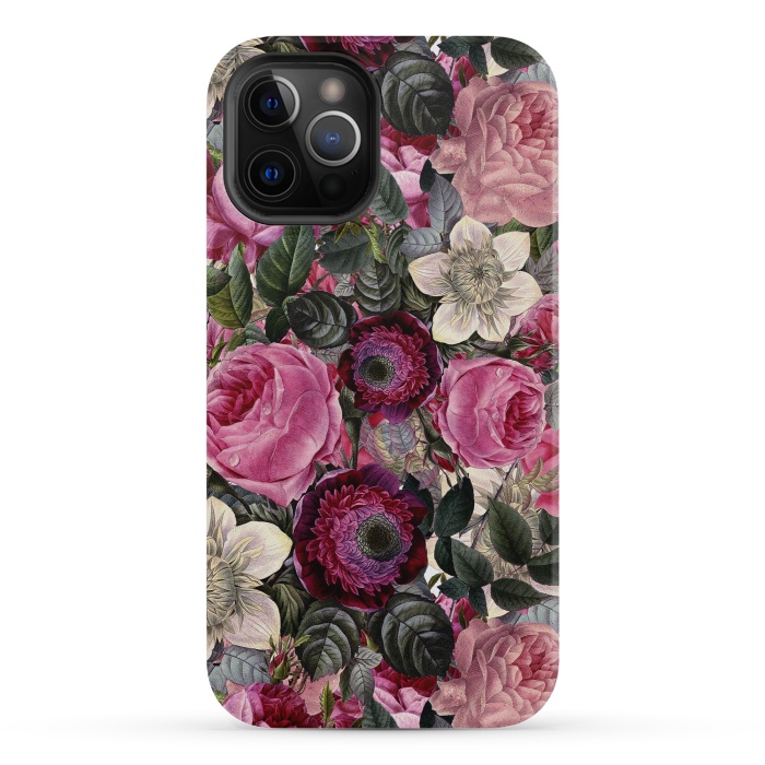 iPhone 12 Pro StrongFit Purple and Pink Retro Flower Roses Pattern by  Utart