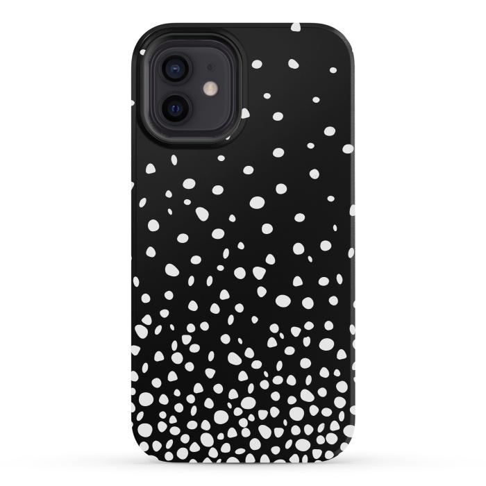 iPhone 12 mini StrongFit White on Black Polka Dot Dance by DaDo ART