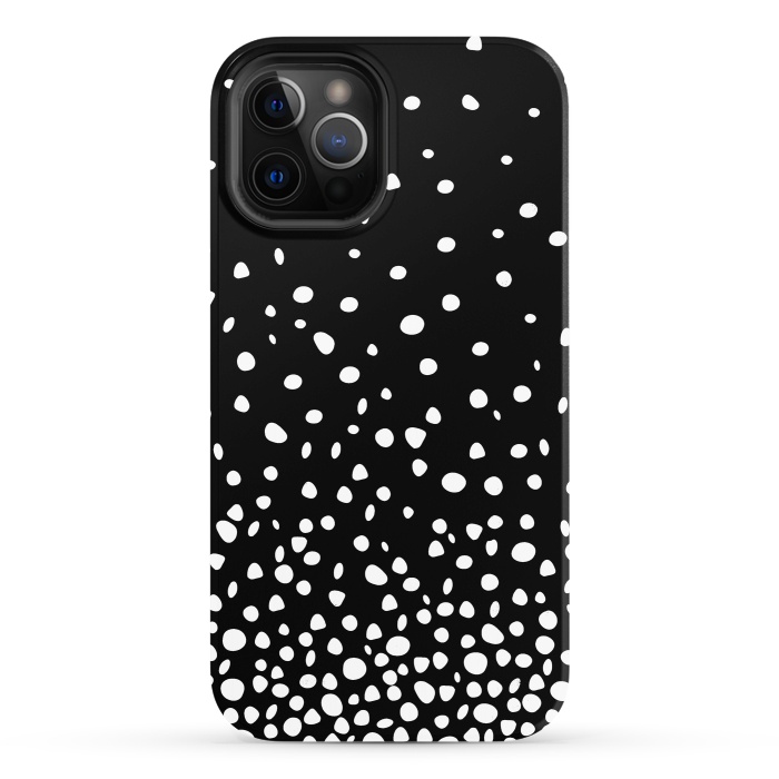 iPhone 12 Pro StrongFit White on Black Polka Dot Dance by DaDo ART