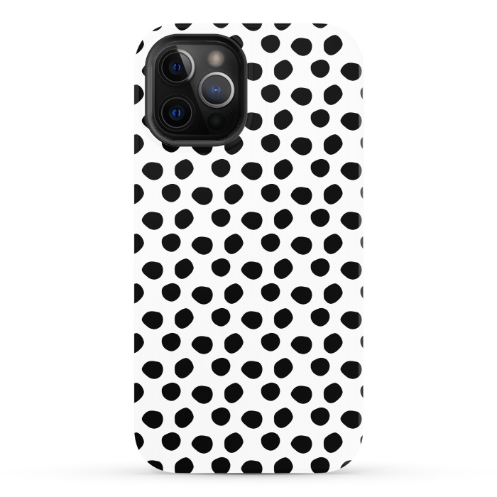iPhone 12 Pro StrongFit Hand drawn black polka dots on white by DaDo ART