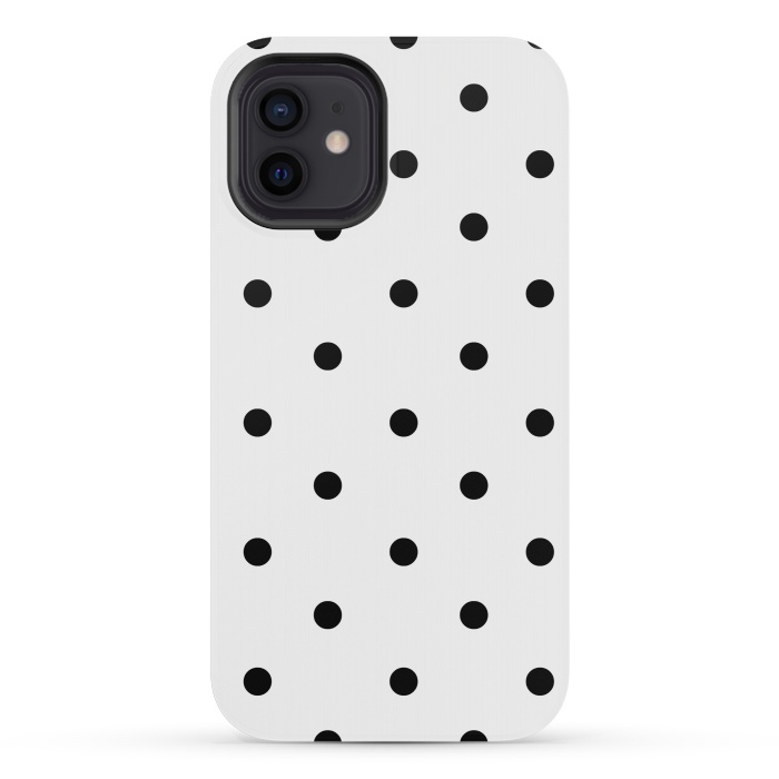 iPhone 12 mini StrongFit Simply black polka dots on white  by DaDo ART