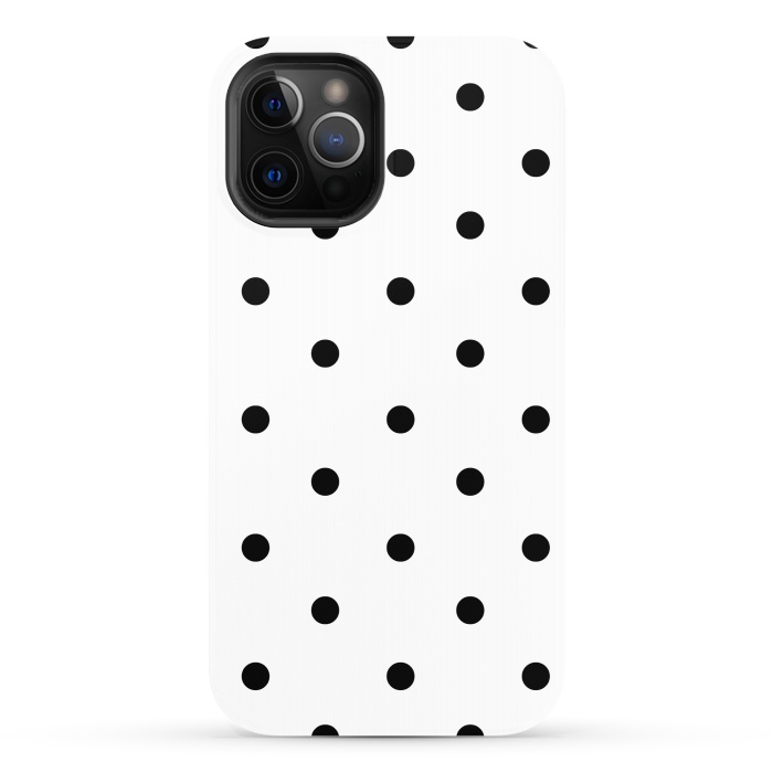 iPhone 12 Pro StrongFit Simply black polka dots on white  by DaDo ART