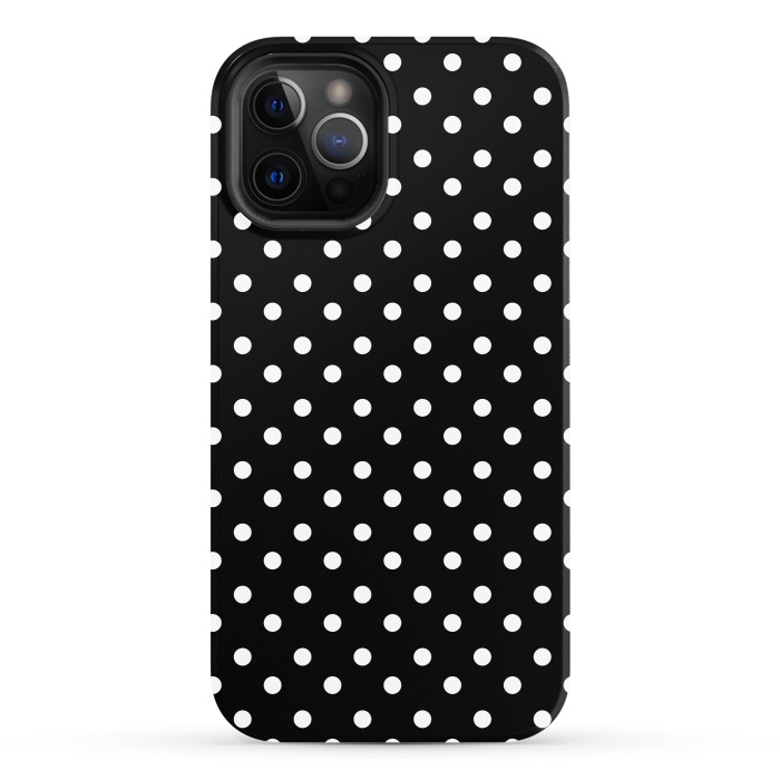 iPhone 12 Pro StrongFit Cute little white polka dots on black by DaDo ART
