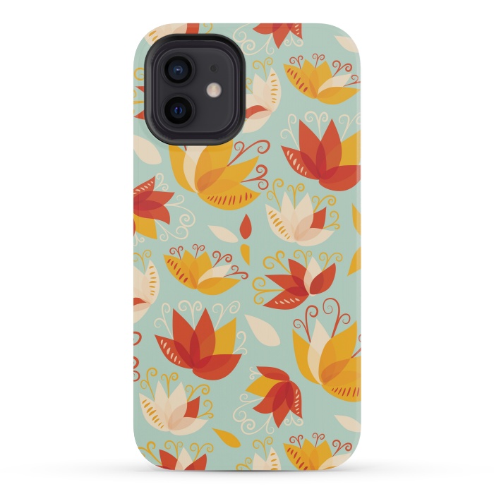 iPhone 12 mini StrongFit Whimsical Abstract Colorful Lily Floral Pattern by Boriana Giormova