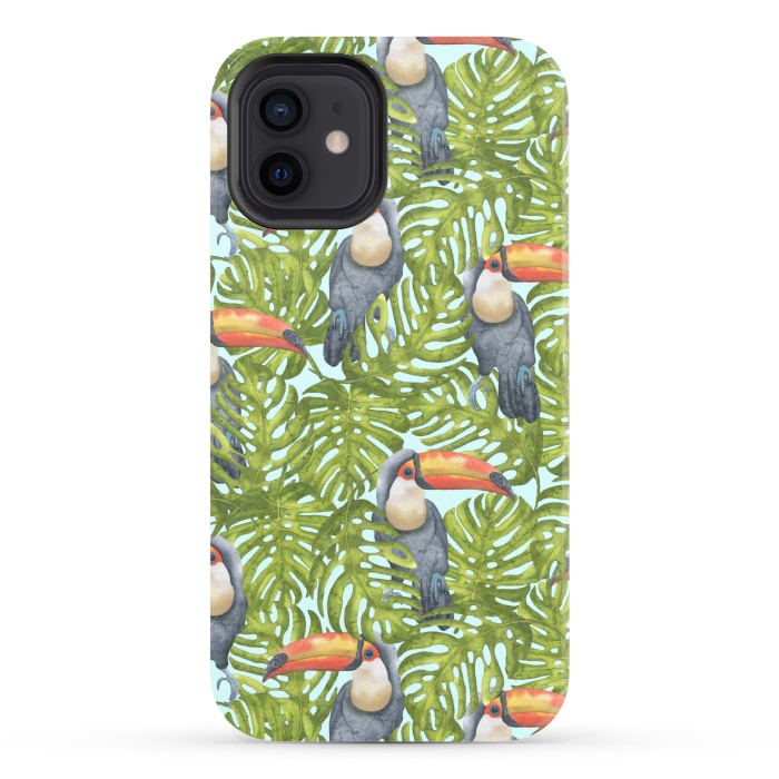 iPhone 12 StrongFit Monstera Birds by Creativeaxle