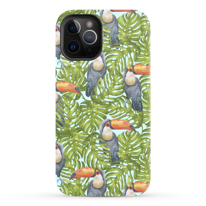 iPhone 12 Pro StrongFit Monstera Birds by Creativeaxle
