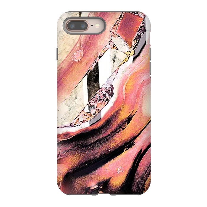 iPhone 7 plus StrongFit Rose gold geode stones and marble stripes by Oana 