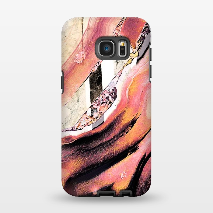 Galaxy S7 EDGE StrongFit Rose gold geode stones and marble stripes by Oana 