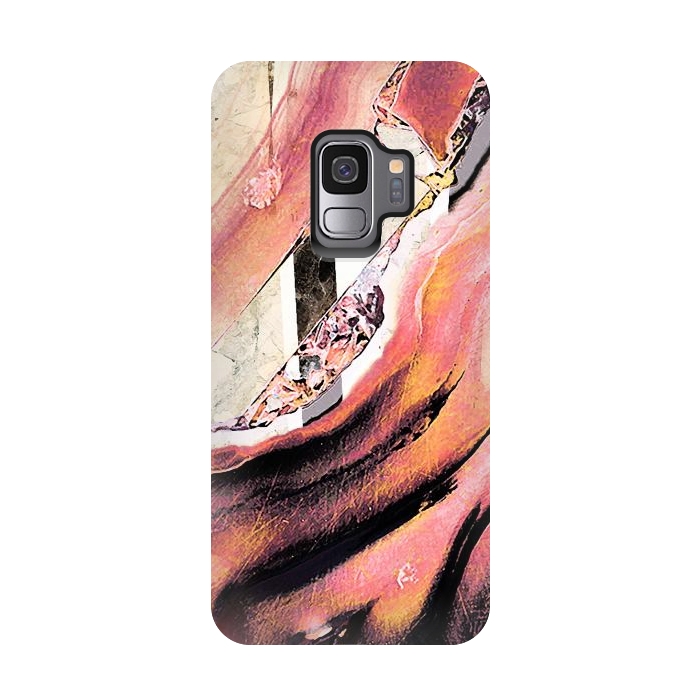 Galaxy S9 StrongFit Rose gold geode stones and marble stripes by Oana 