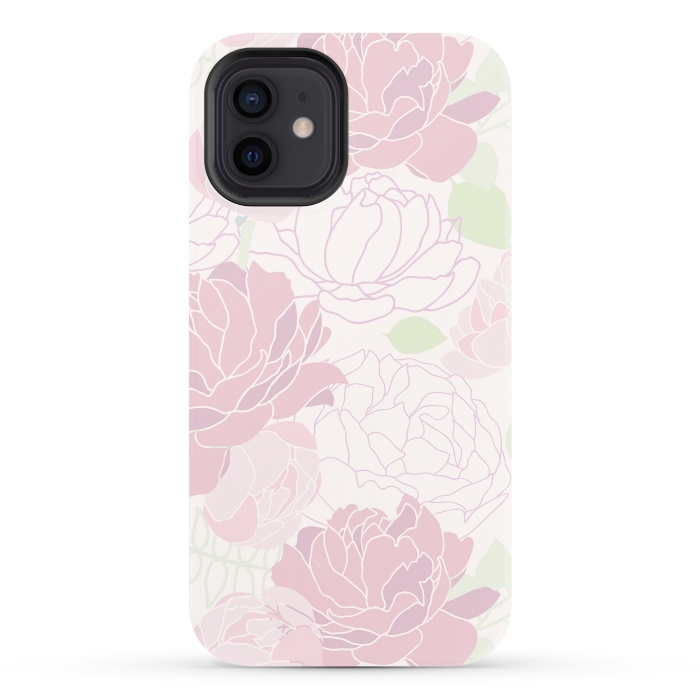 iPhone 12 StrongFit Abstract Pink Peony Pattern by  Utart