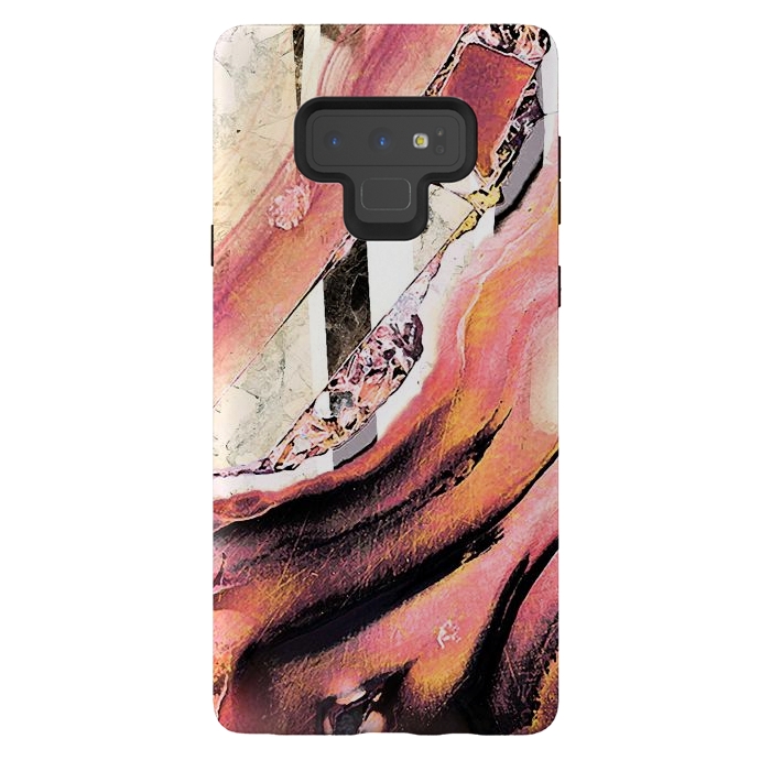 Galaxy Note 9 StrongFit Rose gold geode stones and marble stripes by Oana 