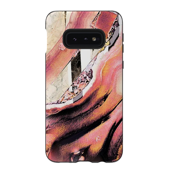 Galaxy S10e StrongFit Rose gold geode stones and marble stripes by Oana 