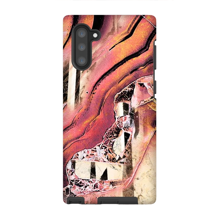 Galaxy Note 10 StrongFit Rose gold geode stones and marble stripes by Oana 