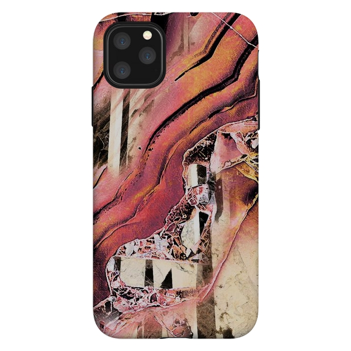 iPhone 11 Pro Max StrongFit Rose gold geode stones and marble stripes by Oana 