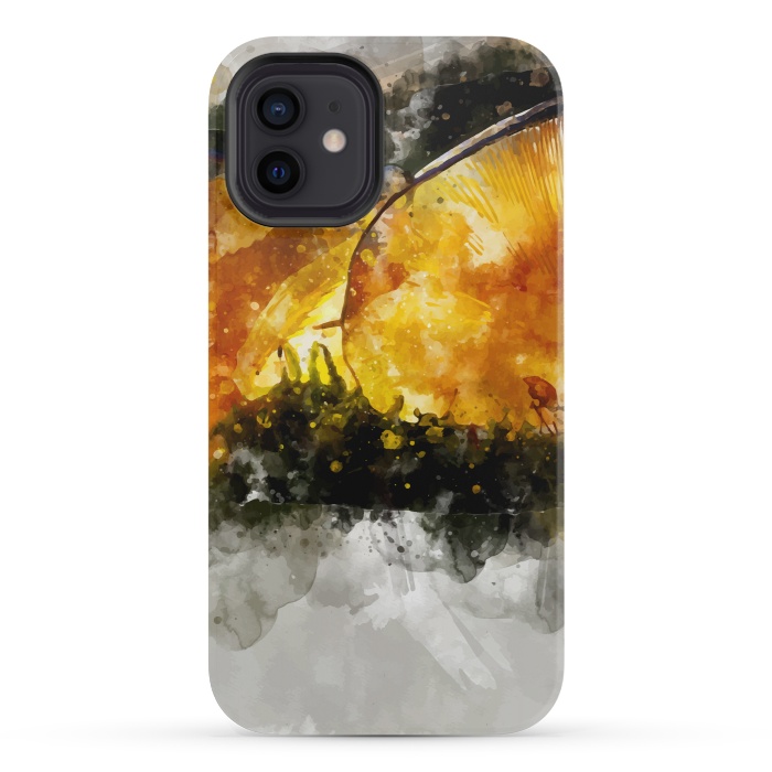 iPhone 12 mini StrongFit Forest Yellow Mushroom by Creativeaxle