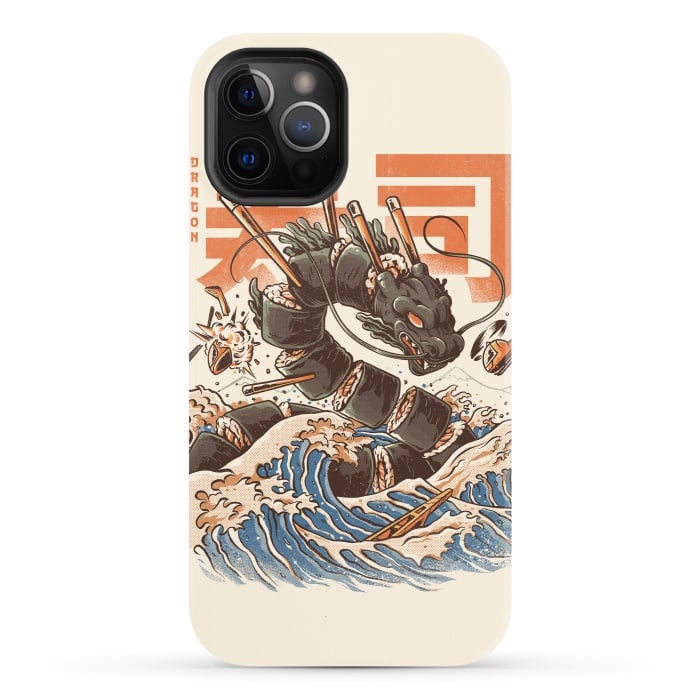 iPhone 12 Pro StrongFit Great Sushi Dragon  por Ilustrata