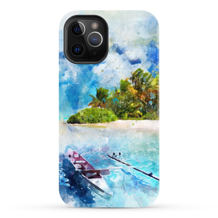 iPhone 12 Pro StrongFit Boat at Island by Creativeaxle