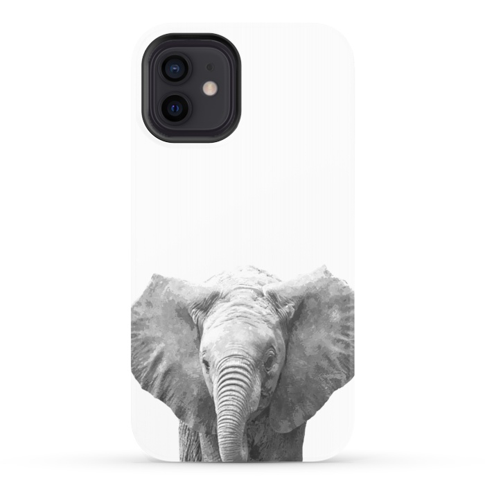 iPhone 12 StrongFit Black and White Baby Elephant  by Alemi