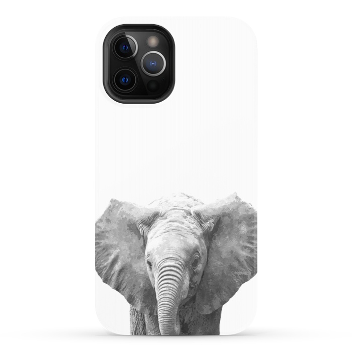 iPhone 12 Pro StrongFit Black and White Baby Elephant  by Alemi
