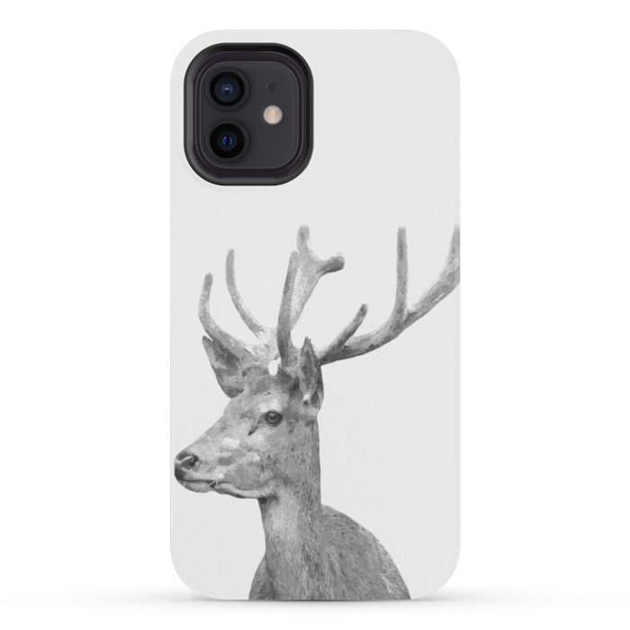 iPhone 12 mini StrongFit Black and White Deer by Alemi