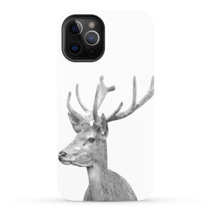 iPhone 12 Pro StrongFit Black and White Deer by Alemi