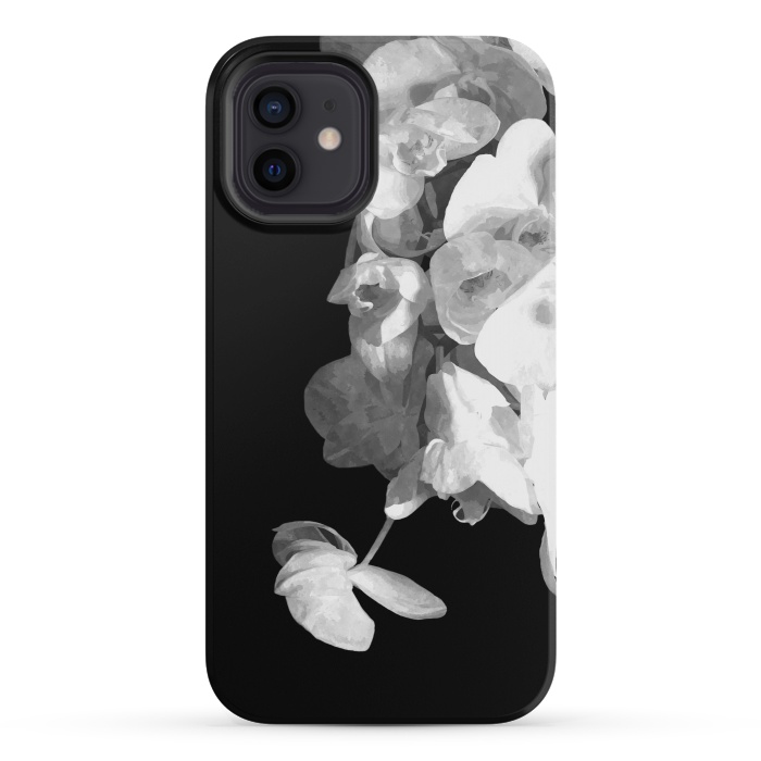 iPhone 12 mini StrongFit White Orchids Black Background by Alemi