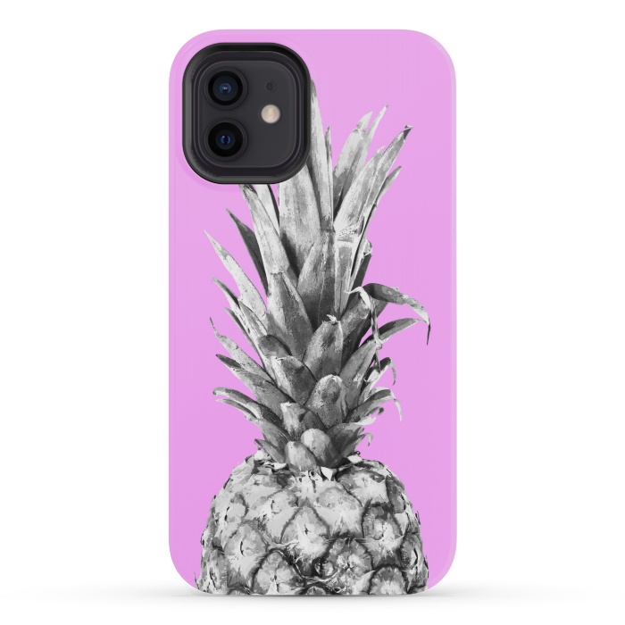 iPhone 12 mini StrongFit Black, White, Pink Pineapple by Alemi
