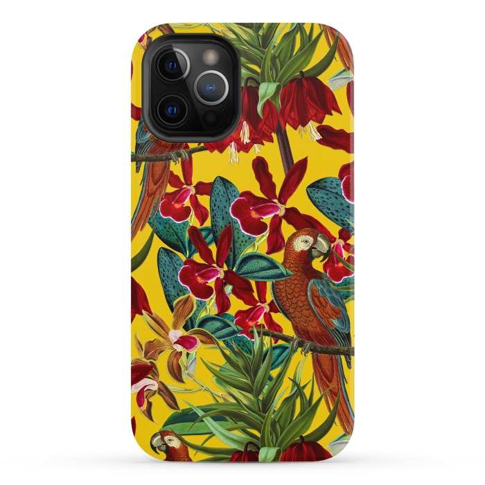 iPhone 12 Pro StrongFit Parrots in tropical flower jungle by  Utart