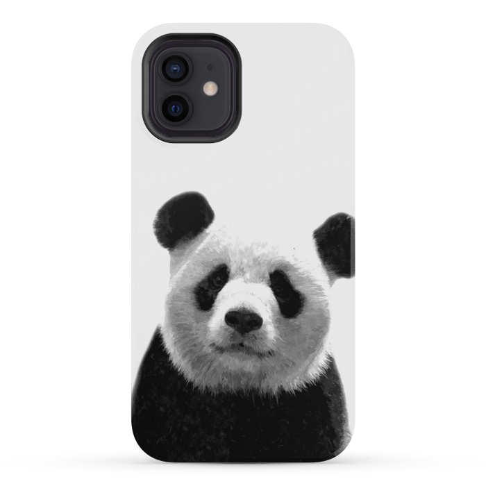 iPhone 12 mini StrongFit Black and White Panda Portrait by Alemi