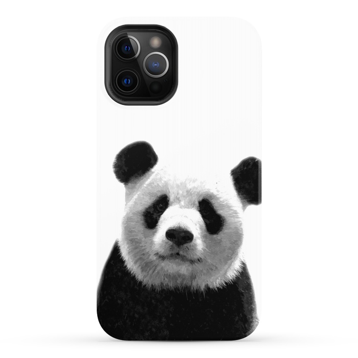 iPhone 12 Pro StrongFit Black and White Panda Portrait by Alemi