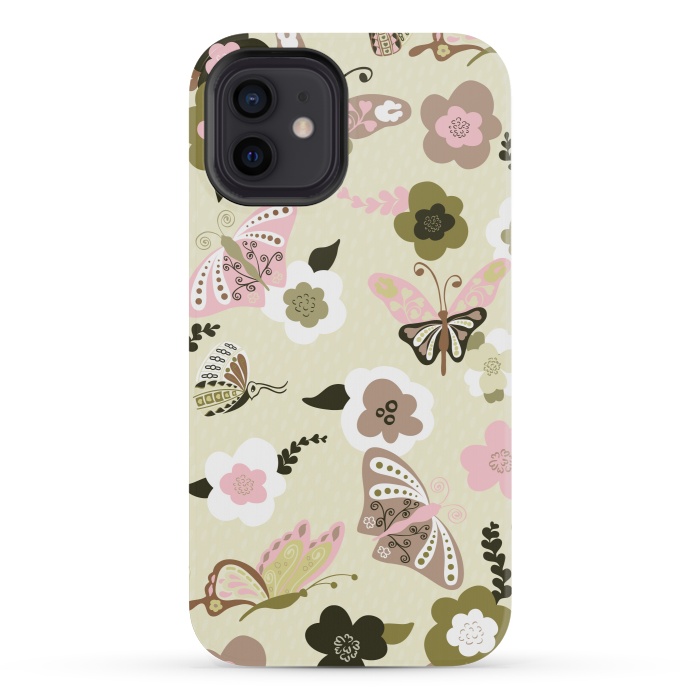iPhone 12 mini StrongFit Beautiful Butterflies on Mint Green by Paula Ohreen