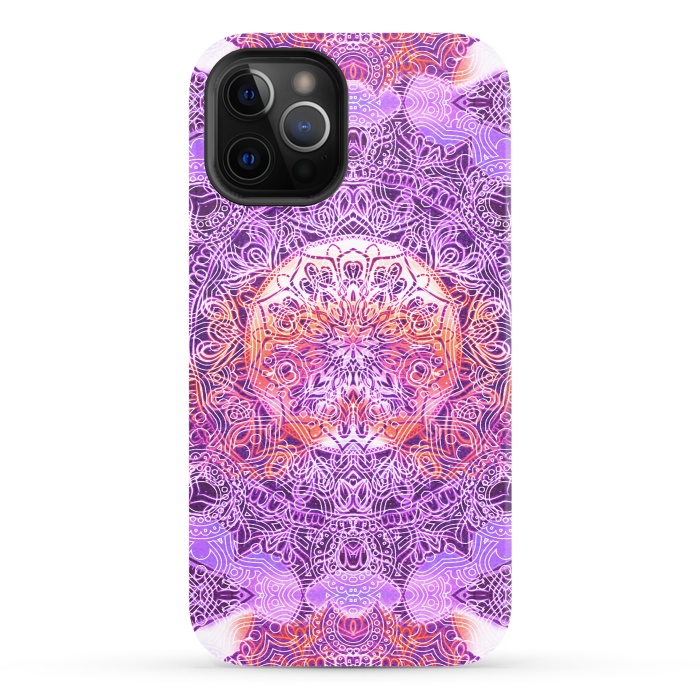 iPhone 12 Pro StrongFit Purple orange hippy mandala by Oana 