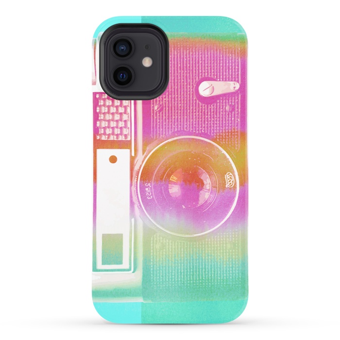iPhone 12 StrongFit Colorful pastel vintage camera by Oana 