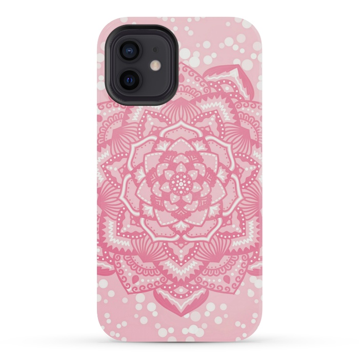 iPhone 12 mini StrongFit Pink flower mandala by Jms
