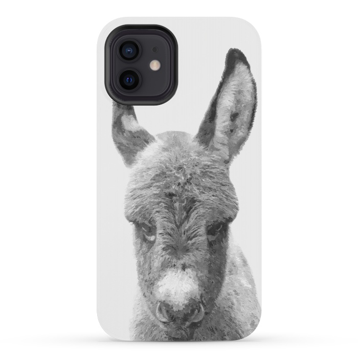 iPhone 12 mini StrongFit Black and White Baby Donkey by Alemi