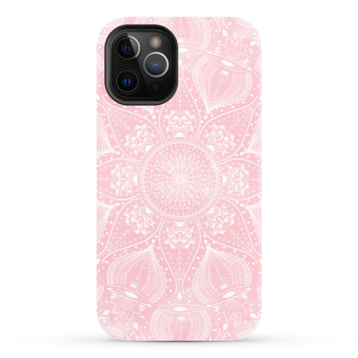 iPhone 12 Pro StrongFit Elegant white mandala design by InovArts