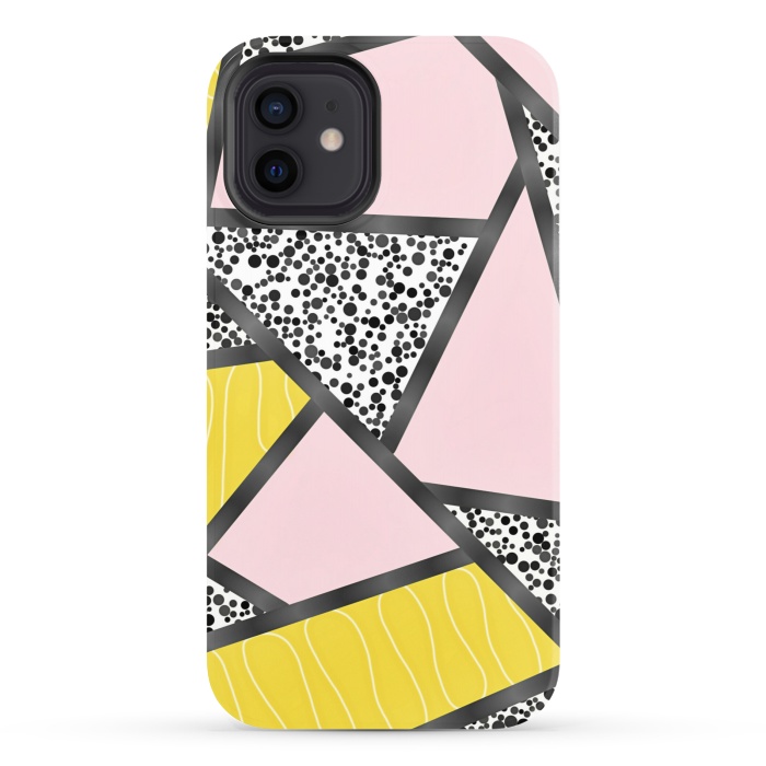 iPhone 12 StrongFit Geometric pink black by Jms