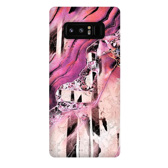 Galaxy Note 8 StrongFit Pink geode stone and marble stripes by Oana 