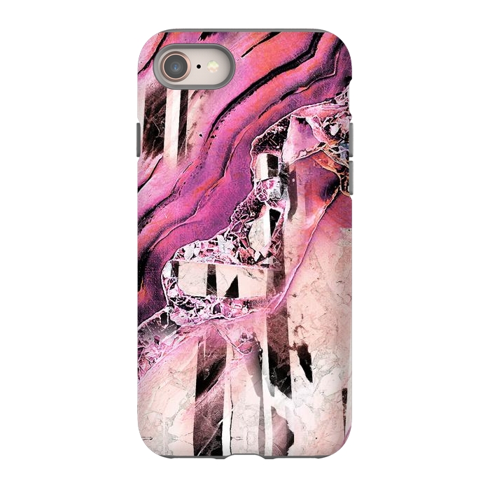 iPhone 8 StrongFit Pink geode stone and marble stripes by Oana 
