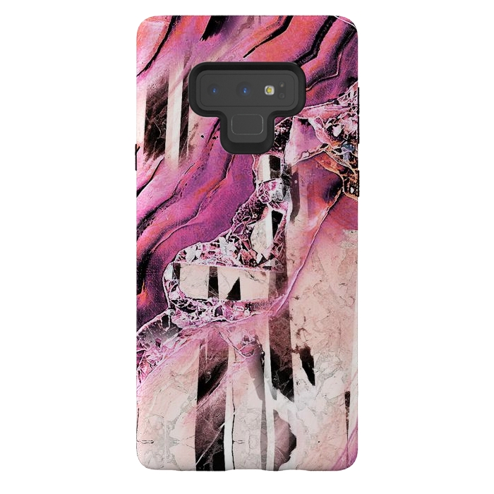 Galaxy Note 9 StrongFit Pink geode stone and marble stripes by Oana 