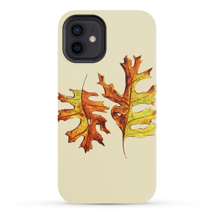 iPhone 12 mini StrongFit Ink Watercolor Painted Autumn Leaves Nature Lover by Boriana Giormova