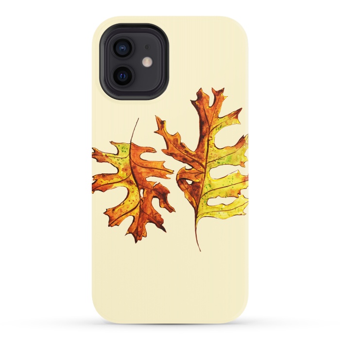 iPhone 12 StrongFit Ink Watercolor Painted Autumn Leaves Nature Lover by Boriana Giormova