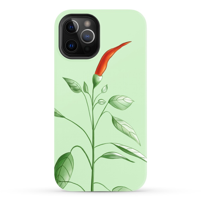 iPhone 12 Pro StrongFit Hot Chili Pepper Plant Botanical Illustration by Boriana Giormova