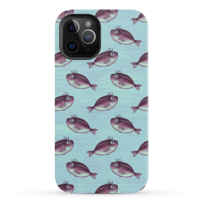 iPhone 12 Pro StrongFit Funny Fish With Fancy Eyelashes Pattern by Boriana Giormova