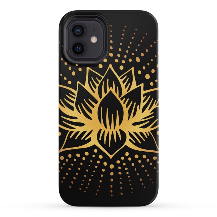 iPhone 12 mini StrongFit Golden Lotus Mandala by Majoih