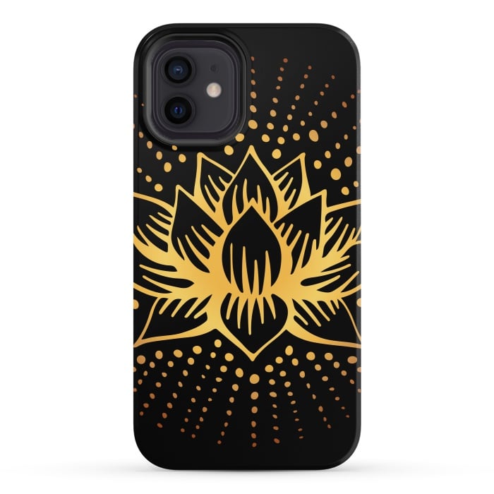 iPhone 12 StrongFit Golden Lotus Mandala by Majoih