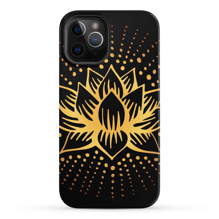iPhone 12 Pro StrongFit Golden Lotus Mandala by Majoih