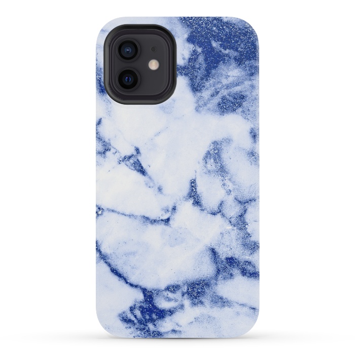iPhone 12 mini StrongFit Blue Veined Glitter Marble by  Utart
