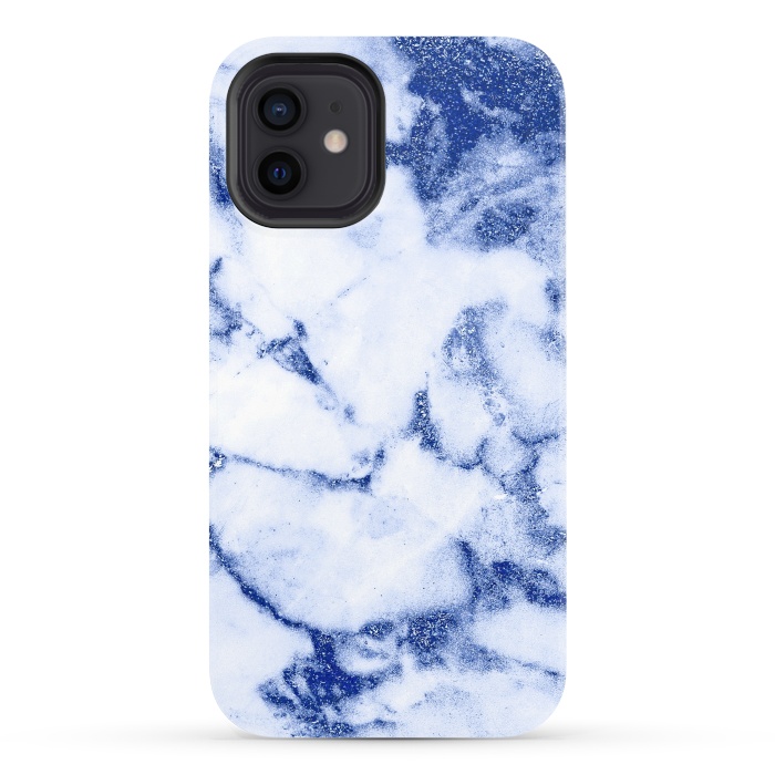 iPhone 12 StrongFit Blue Veined Glitter Marble by  Utart