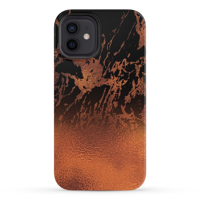 iPhone 12 StrongFit Copper Gold and Black Marble  by  Utart